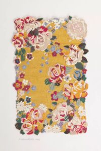 handmade pink and red yellow roses irregular shape and oval shape multicoloured floral wool area rug for living room, dining room and office (yellow, 3' x 5')