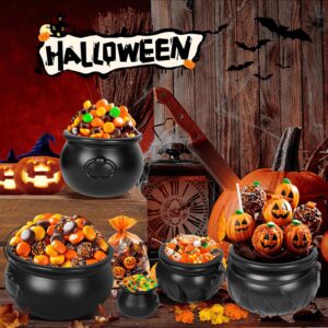 5 in 1(12.8",9.8”, 7.6”, 5.7”, 2.7”) Package Large Black Plastic Witch Cauldron Kettle, Halloween Witch Cauldron Pot Candy Bucket for Halloween & St. Patrick’s Day Party Favors Decor