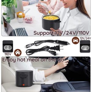 CDBEEE Electric Lunch Box for Adults,100W Heated Lunch Box 12/24/110V Lunch Warmer Leakproof,33Oz Portable Food Warmer for Work,Travel, home,Office,On-the-Go,Lonchera Eléctrica Portátil (Black)