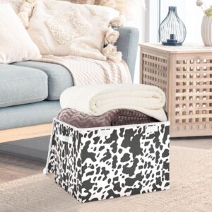 YETTASBIN Cow Print Storage Basket with Lid and Handles, Large Collapsible Fabric Storage Bins Sturdy Storage Organizer for Shelves, Closet, Bedroom, School, Office, Home Decor