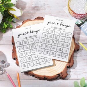 Hoolerry 50 Pcs Bridal Shower Games Find The Guest Bingo Game for Fun Baby Shower Game 50 Guests Bridal Shower Wedding Decorations Engagement Party Game Rehearsal Dinner Game Activity