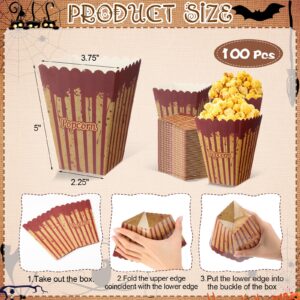 MotiMind 100 pcs Popcorn Boxes for Movie Night Popcorn Bags Popcorn Containers Creepy Carnival Decor Circus Snack Boxes Candy Cookie Container for Movie Night Halloween Birthday Party Supplies