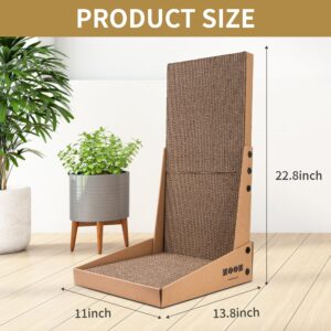 Cat Scratcher, Vertical L Shaped Cat Scratchers for Indoor Cats, Wall Supported Cat Scratching Board, Lounge Cardboard Cat Scratch Pad with Box Collecting Scraps, Protect Furniture