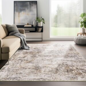 Cochyean 8x10 Area Rugs - Washable Rug for Living Room, Ultra-Thin Abstract Rug, Indoor Non-Slip Rug for Bedroom, Stain Resistant Large Area Rug, Super Soft Low Pile Rugs