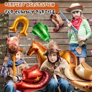 Hungdao 12 Pcs Western Themed Balloons Rodeo Balloons Cowboy Cowgirl Boots Hat Horse Cactus Horseshoe Balloons for First Rodeo Birthday Baby Shower Bachelorette Wedding Party Decor