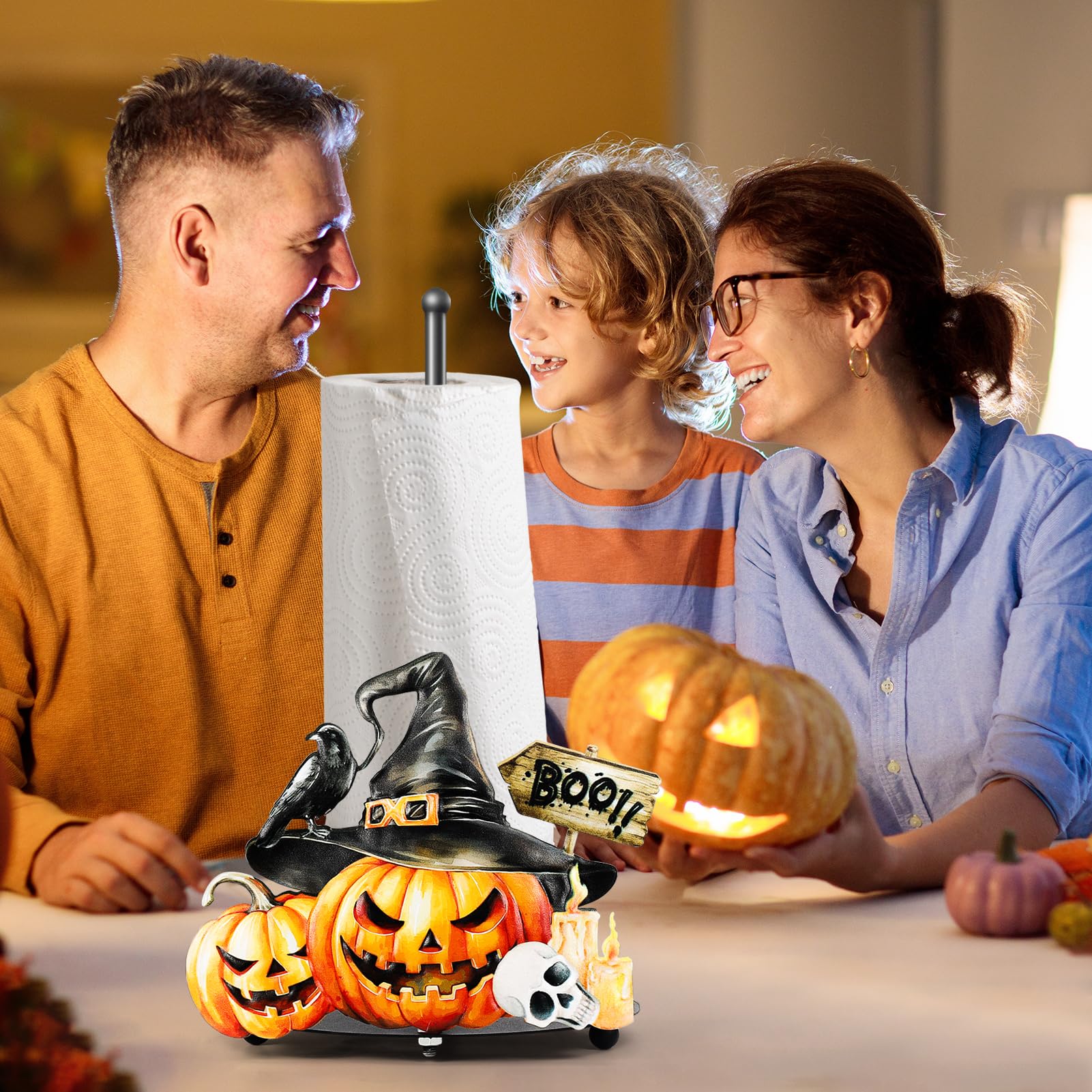 13.4inches Halloween Paper Towel Holder Kitchen Decor Metal Paper Towel Stand Halloween Kitchen Decorations Accessories for Home,Table Countertop(Tissue Paper not Included)