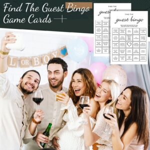 Hoolerry 50 Pcs Bridal Shower Games Find The Guest Bingo Game for Fun Baby Shower Game 50 Guests Bridal Shower Wedding Decorations Engagement Party Game Rehearsal Dinner Game Activity