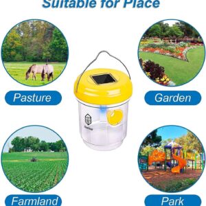 outtkitywi 2 Packs Wasp Trap - Solar Powered Bee Trap Outdoor for Yellow Jackets, Hornets and Wasps - Durable Wasp Killer and Bee Killer - Reusable Yellow Jacket Trap and Insect Trap