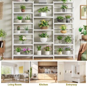 FOTOSOK Triple Wide 6-Tier Bookshelf and Bookcase,Large Freestanding Book Shelf with 17 Open Display Shelves, Tall Bookshelf Plant Flower Shelf Rack Storage Organizer Unit for Living Room, White