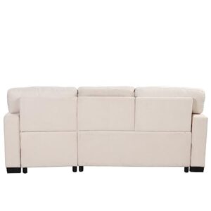 L-Shaped Pull Out Sleep Sofabed,Modern Reversible Sleeper Sectional Sofa Chenille Upholstered Tufted Sofa&Couch with Storage Chaise, Drop-Down Table, Cup Holders, Charging Ports,Power Sockets, Racks