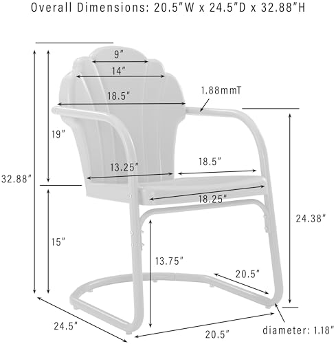 Crosley Furniture Tulip 3-Piece Outdoor Chair and Side Table Set, Vintage Retro Metal Patio Conversation Sets, Lavender Gloss