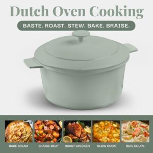 Gotham Steel 5 Qt Dutch Oven Pot with Lid, Nonstick Ceramic Dutch Oven Stock Pot, 10 in 1 Cooking Pot & Dutch Oven for Bread Baking, Stovetop Oven & Dishwasher Safe, Sage Green