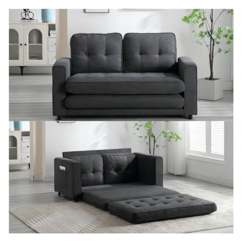 Eafurn Upgraded Convertible Sofa Bed Futon Couches, Button Tufted Velvet Folding Sleeper Loveseat Lounge Chaise, Foldable Floor Gaming Sofa&Couches for Living Room Office Small Places