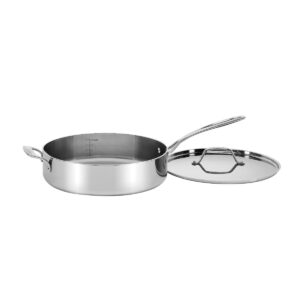 cuisinart 5.5 qt saucepan fry pan with lid 5-ply stainless steel custom-clad oven safe