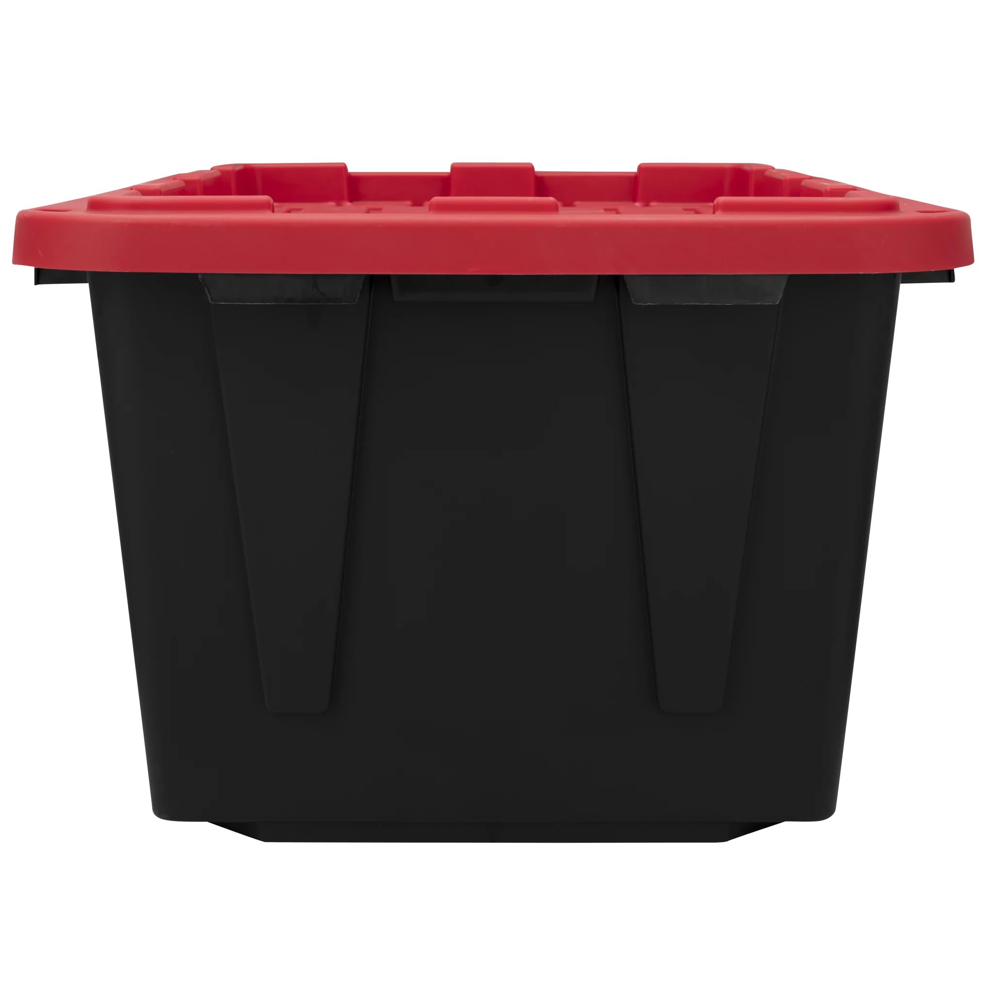 YUAJE 27 Gallon Plastic Storage Bin Tote Organizing Container With Durable Lid and Secure Latching Buckles, Stackable and Nestable Lid Plastic Storage Bin, 1 Pack, Black Base/Red Lid