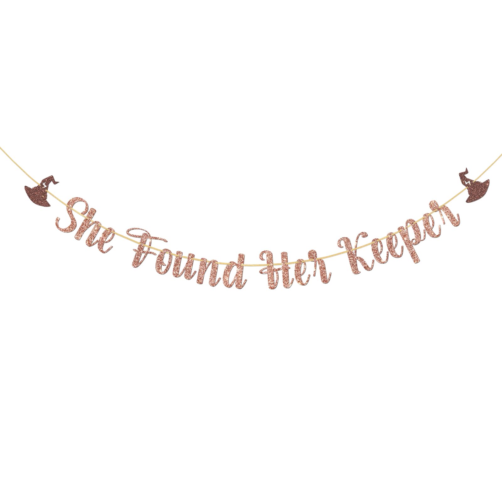 Dalaber She Found Her Keeper Banner, Wizard Bridal Shower Decoration Wizard Wedding Engagement Bachelorette Party Supplies,Rose Gold Glitter