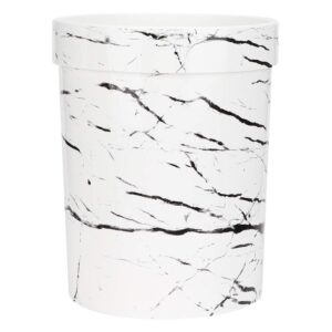 Zerodis Small Wastebasket, Marble Coloured Garbage Can Round Open Top Trash Can White Household Bathroom Garbage Container Bin for Bathrooms, Kitchen, (Small (50 X 35 X 19cm / 19.7 X