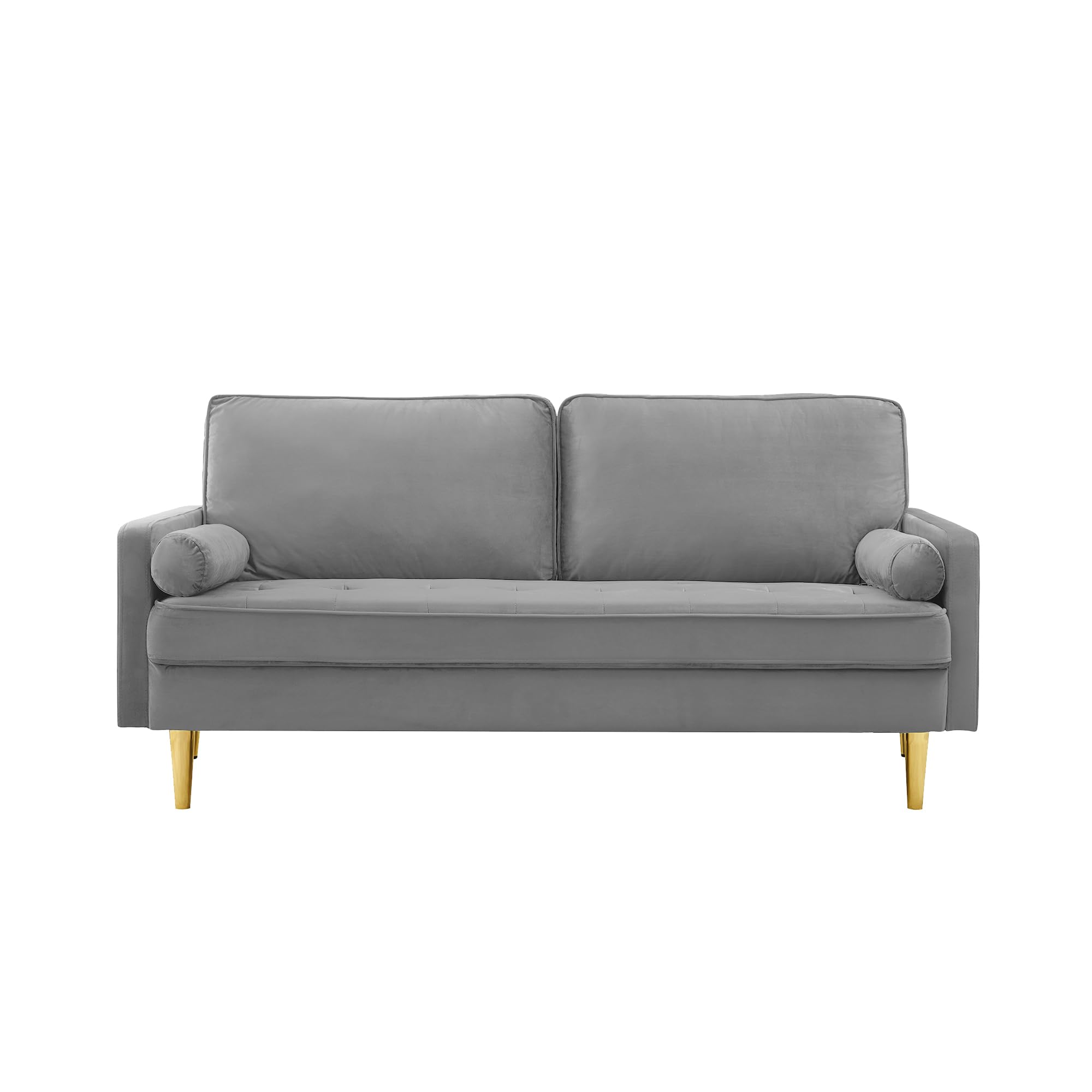 JDMYC Furniture 67" Velvet Loveseat Sofa with Golden Metal Legs, Modern Couch for Living Room, Bedroom, Small Spaces, and Guest Room (Grey)