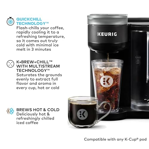 Keurig K-Brew+Chill Iced or Hot Single-Serve K-Cup Coffee Maker with MultiStream and QuickChill Technology, 70oz. Removable Reservoir