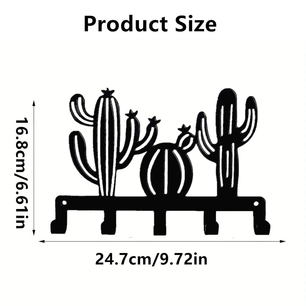 RIRIYEYE Coat Rack Wall Mount,Coat Hooks Wall Mount Hanger with 5 Hooks,Cactus Metal Wall Art Decorative,Hats Towels Keys Hooks Holder Organizer for Bedroom Bathroom Entryway Hallway