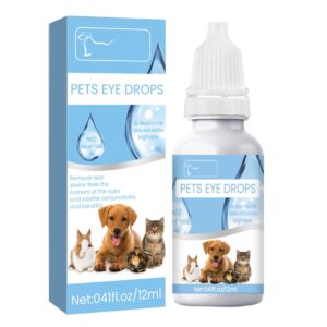 generic dog eye care - eye wash solution for dogs, tear stain remover & eye drops, gentle formula for eye health, saline eye wash, fragrance free-12ml, white