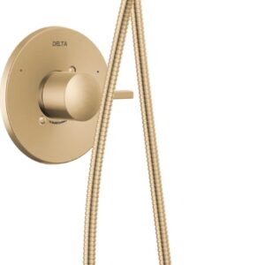 Delta Faucet Albion 14 Series Single-Handle Shower Faucet, Gold Shower Trim Kit with 4-Setting In2ition 2-in-1 Dual Hand Held Shower Head with Hose, Champagne Bronze T142855-CZ-I (Valve Not Included)