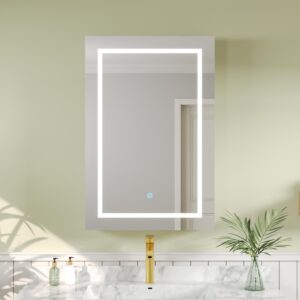 deer valley 24" w x 36" h lighted medicine cabinet with mirror, led medicine cabinet for bathroom with defogger & 3-color, wall mounted mirrored medicine cabinets with lights dv-1vm0187