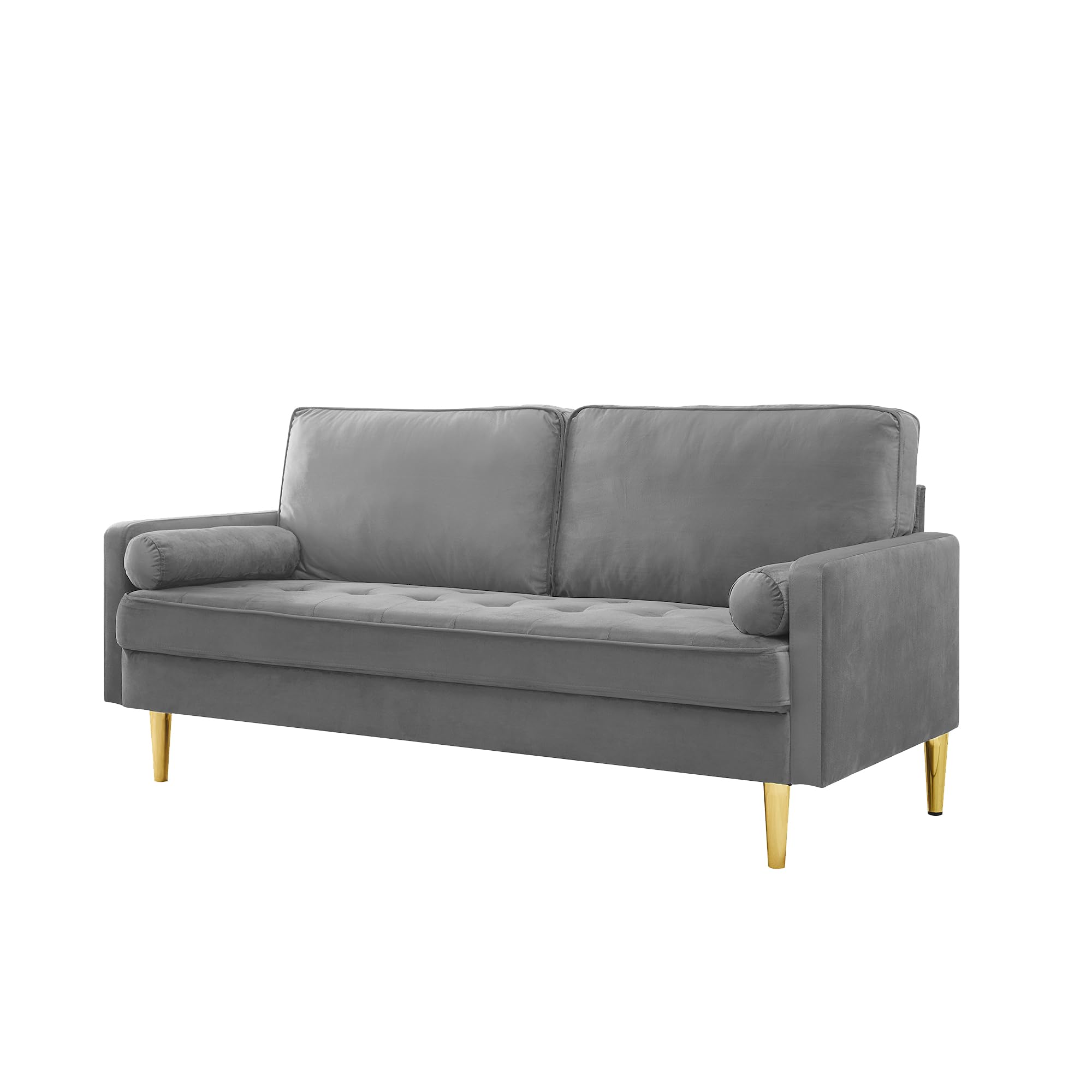 JDMYC Furniture 67" Velvet Loveseat Sofa with Golden Metal Legs, Modern Couch for Living Room, Bedroom, Small Spaces, and Guest Room (Grey)