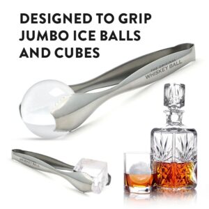 Ice Tongs For Jumbo Ice Balls and King Cubes - 18/8 Stainless Steel IceTongs for Jumbo Ice Balls and Cubes - Ideal Serving Tongs ensure a Secure Ice Grip - 7 inch Kitchen Tongs for Ice Ball