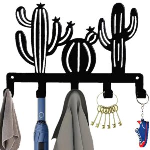 ririyeye coat rack wall mount,coat hooks wall mount hanger with 5 hooks,cactus metal wall art decorative,hats towels keys hooks holder organizer for bedroom bathroom entryway hallway