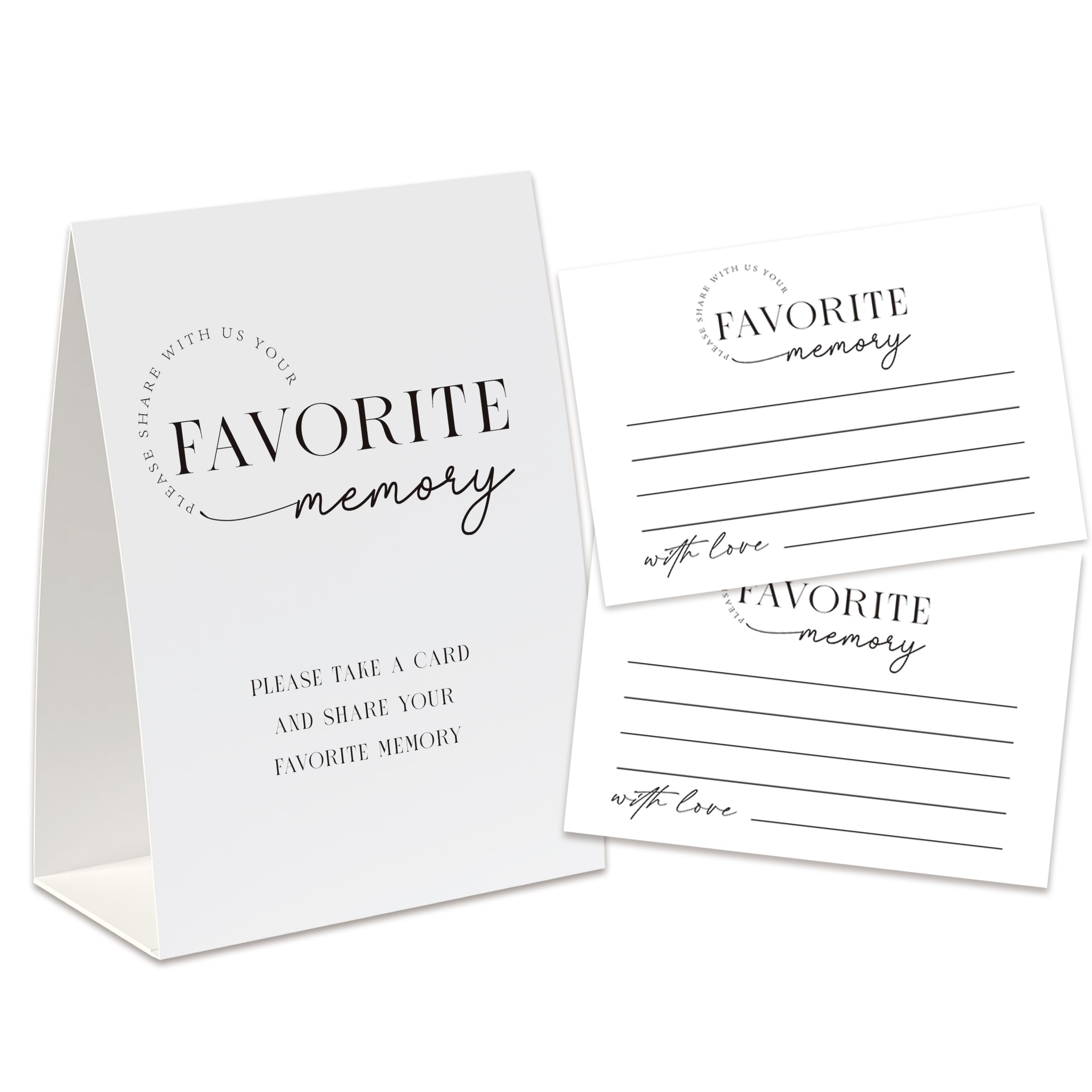 Xenseou Share A Memory Sign and Cards, Share A Memory Set for Celebration of Life/Birthday/Anniversary/Funeral/Graduation/Bridal Shower Game, Keepsake Funeral Card, Simple Funeral Memory Card-SAM05