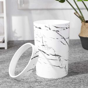 Zerodis Small Wastebasket, Marble Coloured Garbage Can Round Open Top Trash Can White Household Bathroom Garbage Container Bin for Bathrooms, Kitchen, (Small (50 X 35 X 19cm / 19.7 X