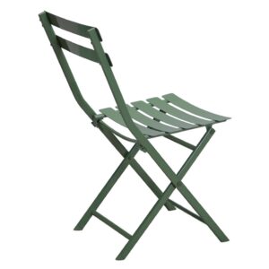 LOPOO 3 Pieces Metal Patio Bistro Set - 1 Square Table and 2 Chairs, Modern Foldable Outdoor Indoor Furniture for Garden, Yard, Balcony, Bar, Cafe, Dining, Dark Green