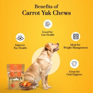 Dogsee Himalayan Yak Cheese Chews with Real Carrots 1lb (Large - 4 Chews) | for Healthy Vision | Fight Plaque & Tartar | Long Lasting Dental Dog Chews…