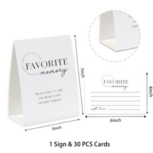 Xenseou Share A Memory Sign and Cards, Share A Memory Set for Celebration of Life/Birthday/Anniversary/Funeral/Graduation/Bridal Shower Game, Keepsake Funeral Card, Simple Funeral Memory Card-SAM05