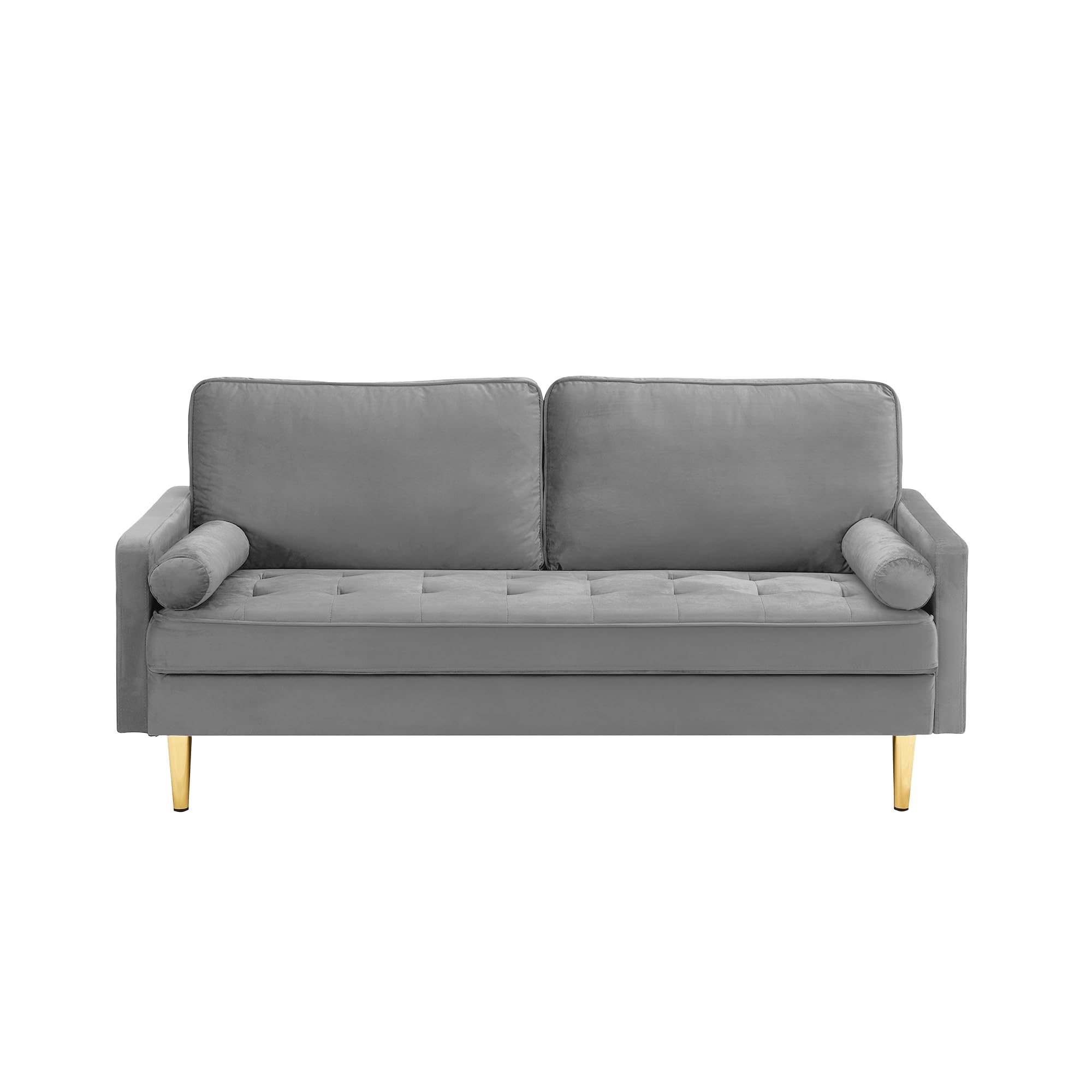 JDMYC Furniture 67" Velvet Loveseat Sofa with Golden Metal Legs, Modern Couch for Living Room, Bedroom, Small Spaces, and Guest Room (Grey)