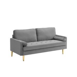 JDMYC Furniture 67" Velvet Loveseat Sofa with Golden Metal Legs, Modern Couch for Living Room, Bedroom, Small Spaces, and Guest Room (Grey)