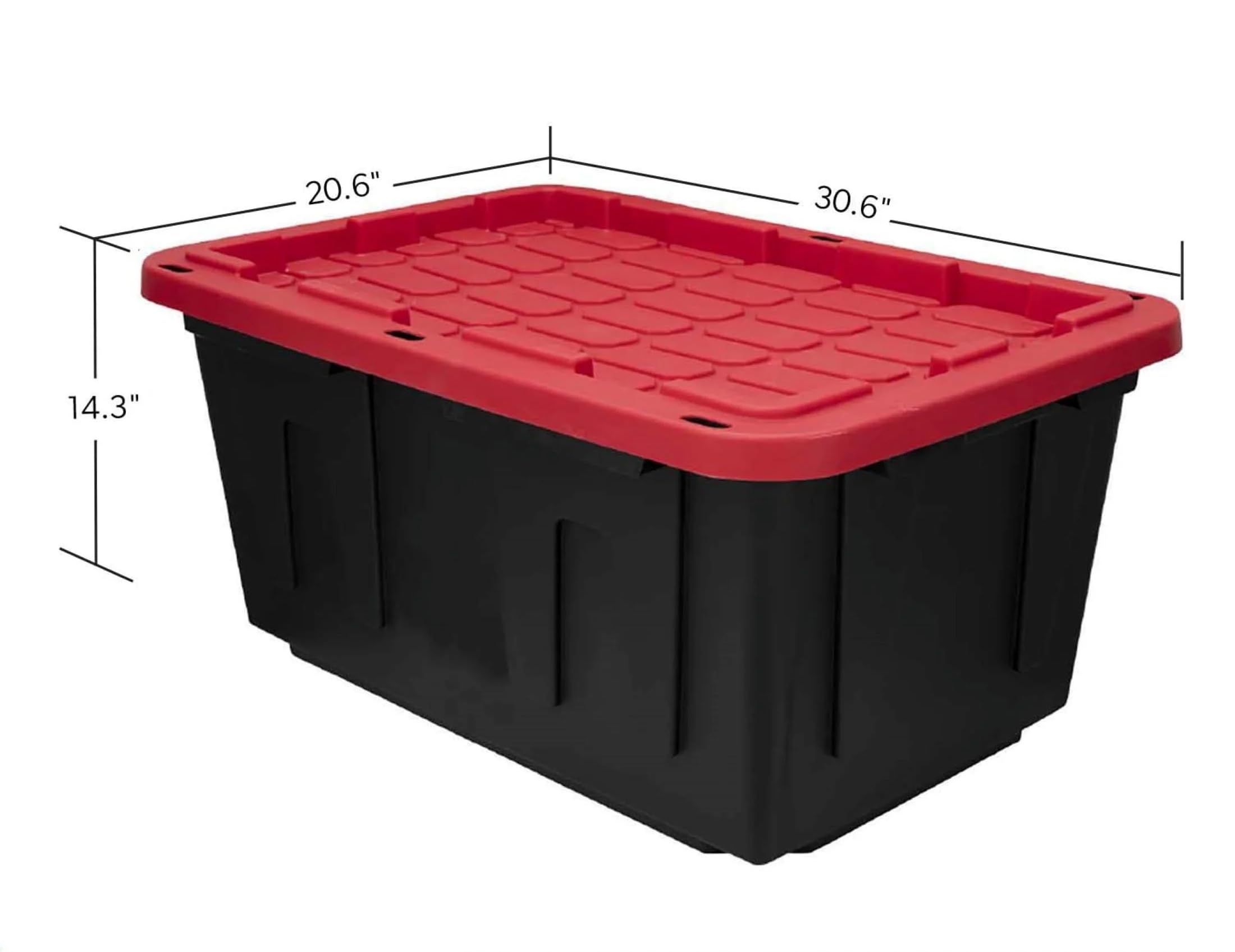 YUAJE 27 Gallon Plastic Storage Bin Tote Organizing Container With Durable Lid and Secure Latching Buckles, Stackable and Nestable Lid Plastic Storage Bin, 1 Pack, Black Base/Red Lid