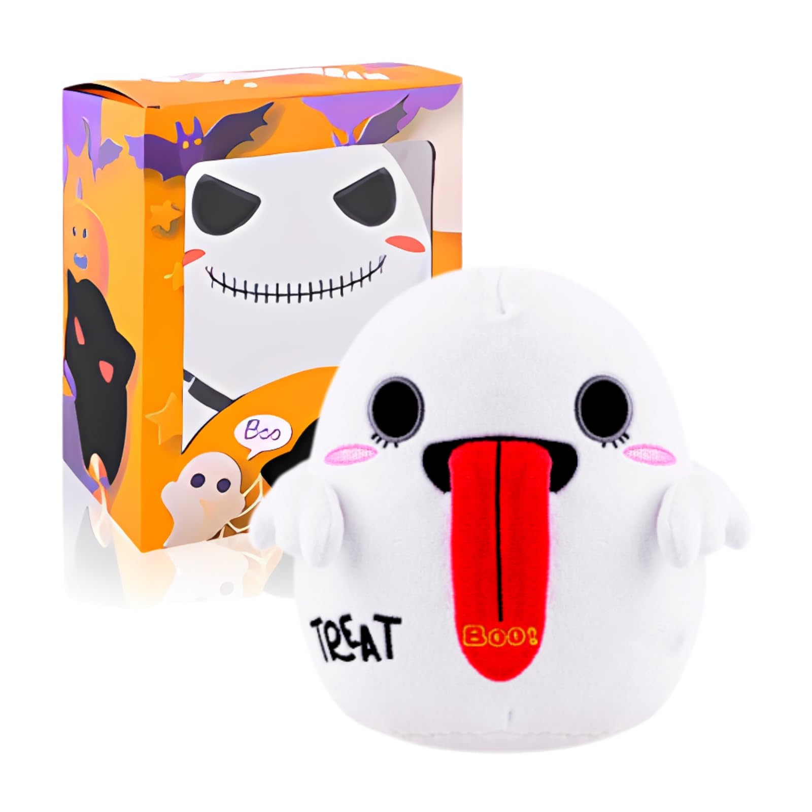 GSJNG Double Sided Halloween Ghost Plush - 9.4 inches Trick or Treat Spooky Stuffed Animal Plush Ghost Pillow Halloween with Themed Packaging, Ideal for Halloween Lovers, Kids, and Adults Alike