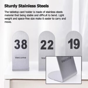 MObyat Table Numbers for Wedding Reception, Stainless Steels Seating Cards Holders, 50pcs Elegant Table Card Holders, Party Events Restaurant(1-50(5X5X12CM))