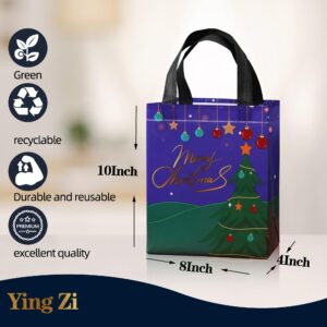 yingzi 12PCS Christmas Gift Bag, Christmas Tote Bag Reusable, Candy Bag, Multi-Functional Non-Woven Christmas Bag Gift Packaging Shopping, Christmas Party Supplies, 7.8"×4"×10.2"