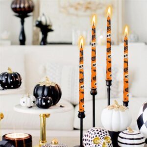 Print Taper Candle Dripless Candlesticks - Gedengni 4pcs Handmade Twisted Candle Long Candle Sticks 10inches Ghost Tapered Candles for Home Party Wedding Halloween,8-HA