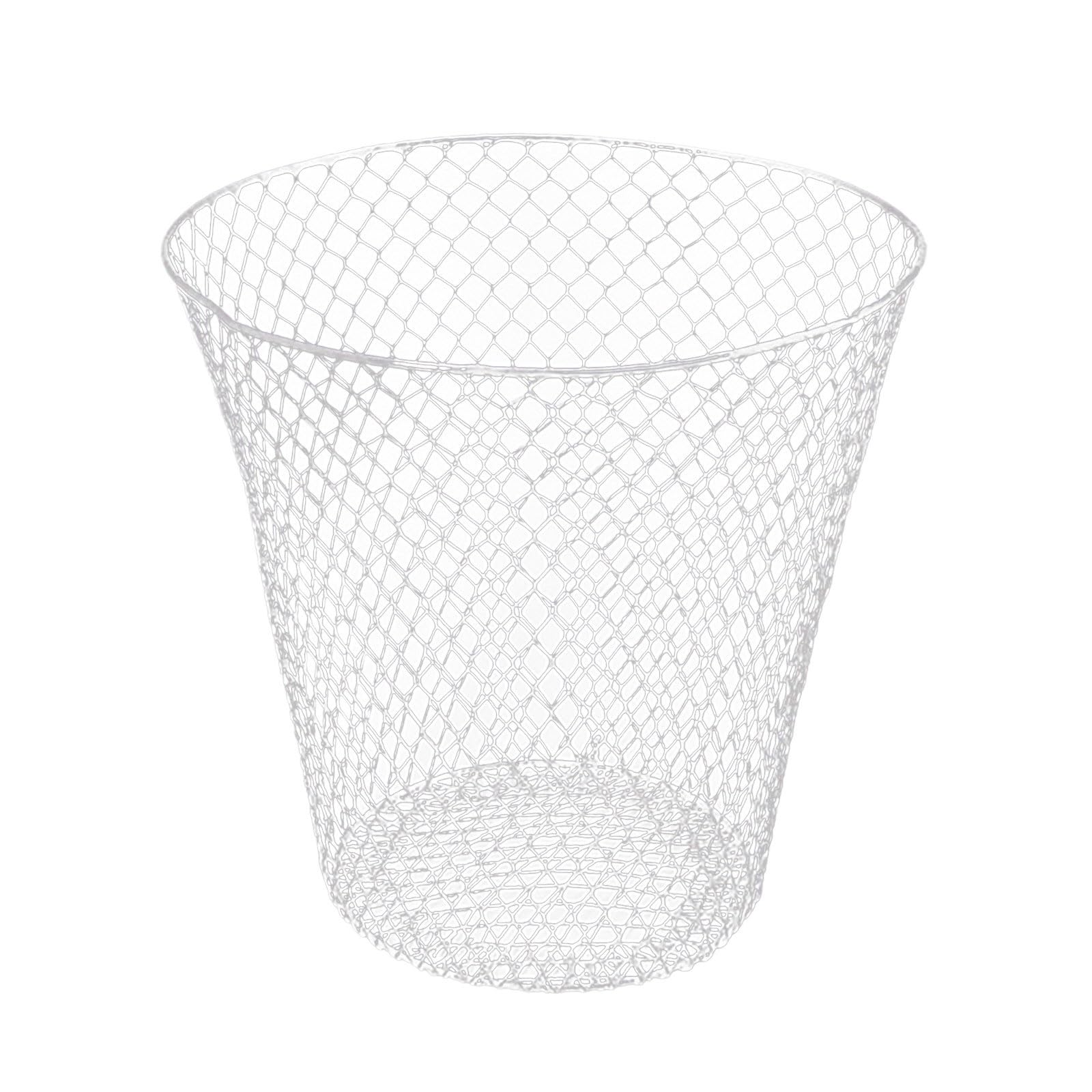 GpahrrDnij Wire Mesh Round Waste Lightweight Trash Can Open Top Wastebasket Recycling Desk Office School Garbage Cans Home & Custom Storage Toilet Paper Bag (White, 23cmX23cmX15cm)