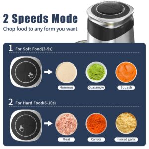 Electric food processor vegetable chopper 500W 2x8cup bowls 2 bi-layer 4 blades Small Food chopper Electric Meat grinder for home use,Mincing, and Puree for kitchen aid, baby foot, pet food by BUMET