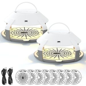 rechargeable flea traps for inside your home 2 pack, upgrade indoor electric flea trap with led light, flea insect infestation treatment trap for home and garage w/8 sticky 6.5” disc refills