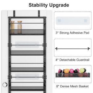 Over the Door Pantry Organizer - 8 Tier Adjustable Pantry Door Spice Organizer, Large Capacity Hanging Door Spice Rack for Kitchen Pantry Organizers and Storage (Black)