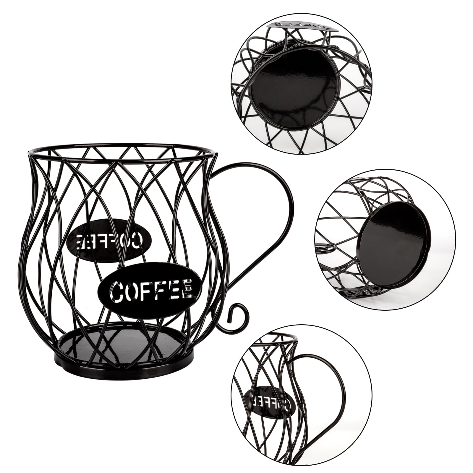 Guolich Stainless Steel Cup Coffee Basket pods holder Sturdy for Home or Office Kitchen Counter Organizer Espresso Capsule (Teapot Shape BLACK)