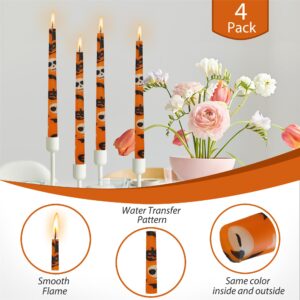 Print Taper Candle Dripless Candlesticks - Gedengni 4pcs Handmade Twisted Candle Long Candle Sticks 10inches Ghost Tapered Candles for Home Party Wedding Halloween,8-HA