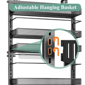 Over the Door Pantry Organizer - 8 Tier Adjustable Pantry Door Spice Organizer, Large Capacity Hanging Door Spice Rack for Kitchen Pantry Organizers and Storage (Black)