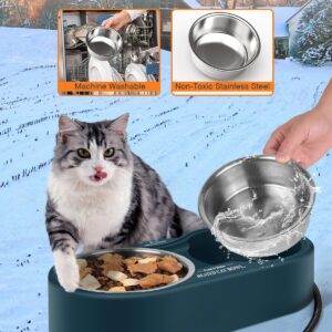 Clawsable Heated Water Bowl for Outdoor Cats with Removable Stainless Bowls, Coldproof & BPA Free, Waterproof Heated Pet Bowl Heater for Chickens Rabbit, Heated Bird Bath for Winter (27 oz)